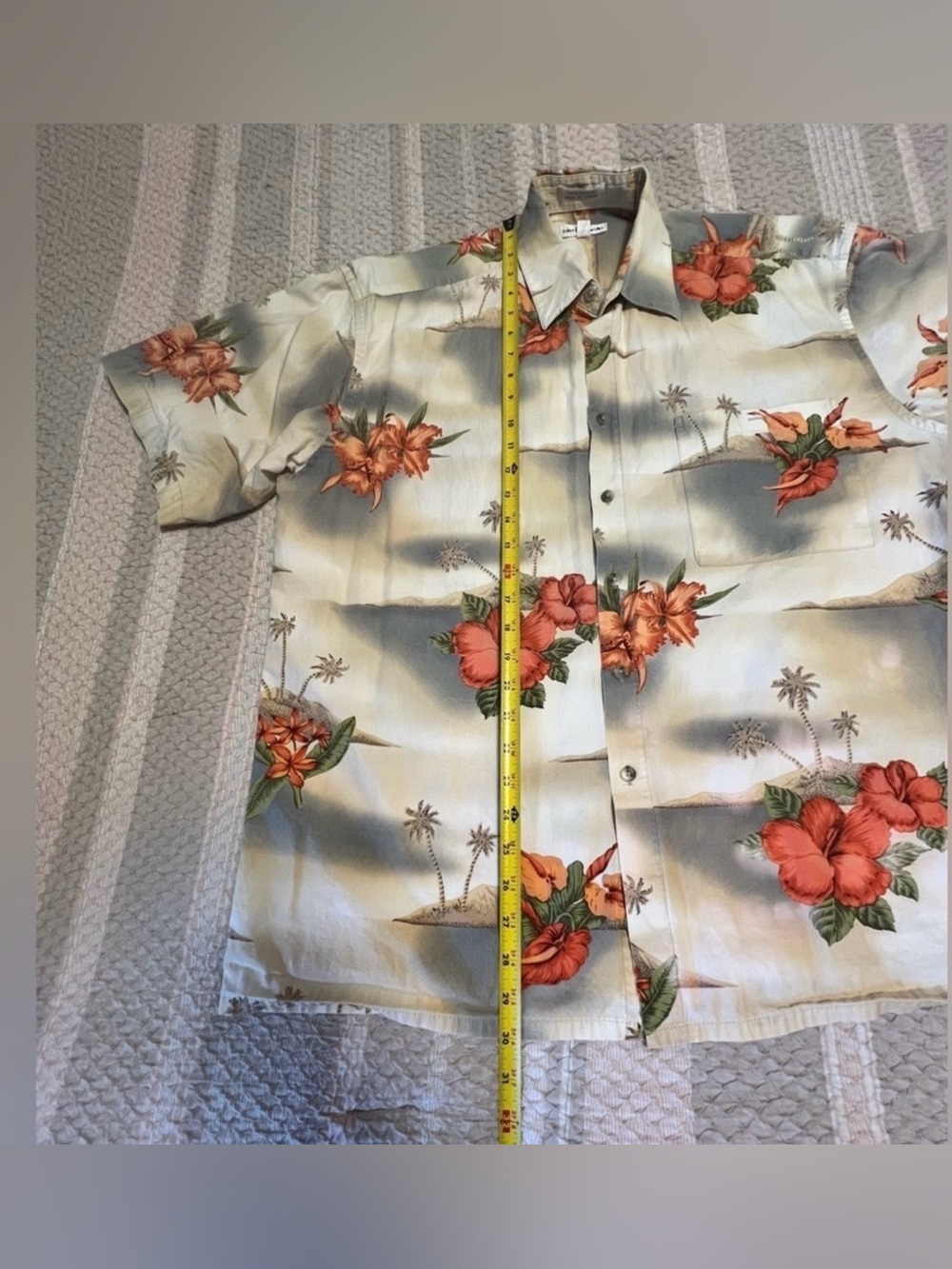 Pierre Cardin Light Blue and Cream Tropical Print Shirt Vintage 80” - Picture 5 of 8
